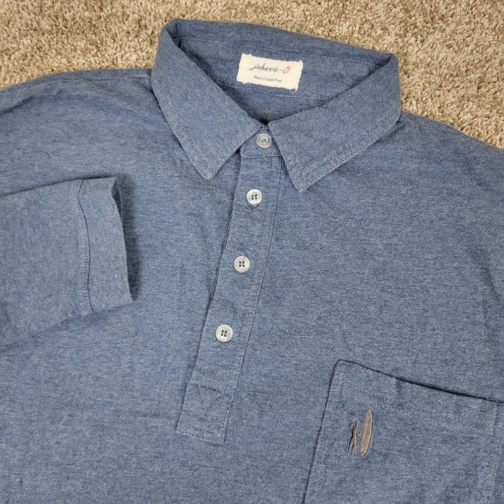 Johnnie O Mens Medium Solid Blue Performance Stretch Polo Long Sleeve
